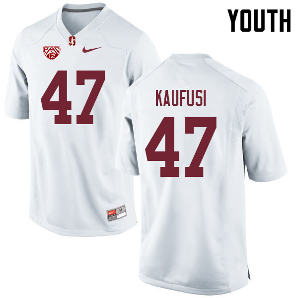 Youth #47 Tangaloa Kaufusi Stanford Cardinal College Football Jerseys Sale-White - Click Image to Close